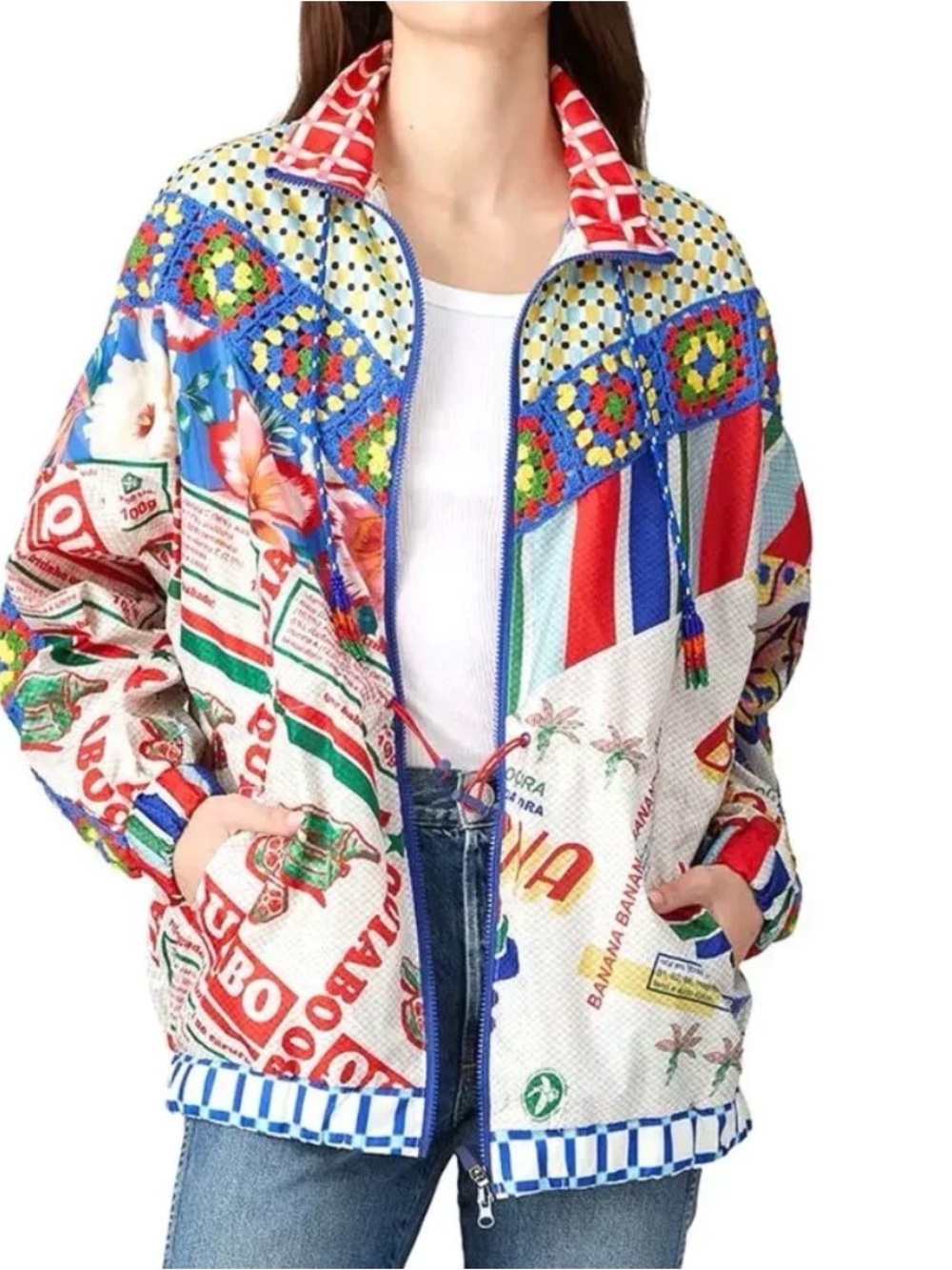 Farm Rio Colorful Printed Windbreaker Jacket - Picture 2 of 9